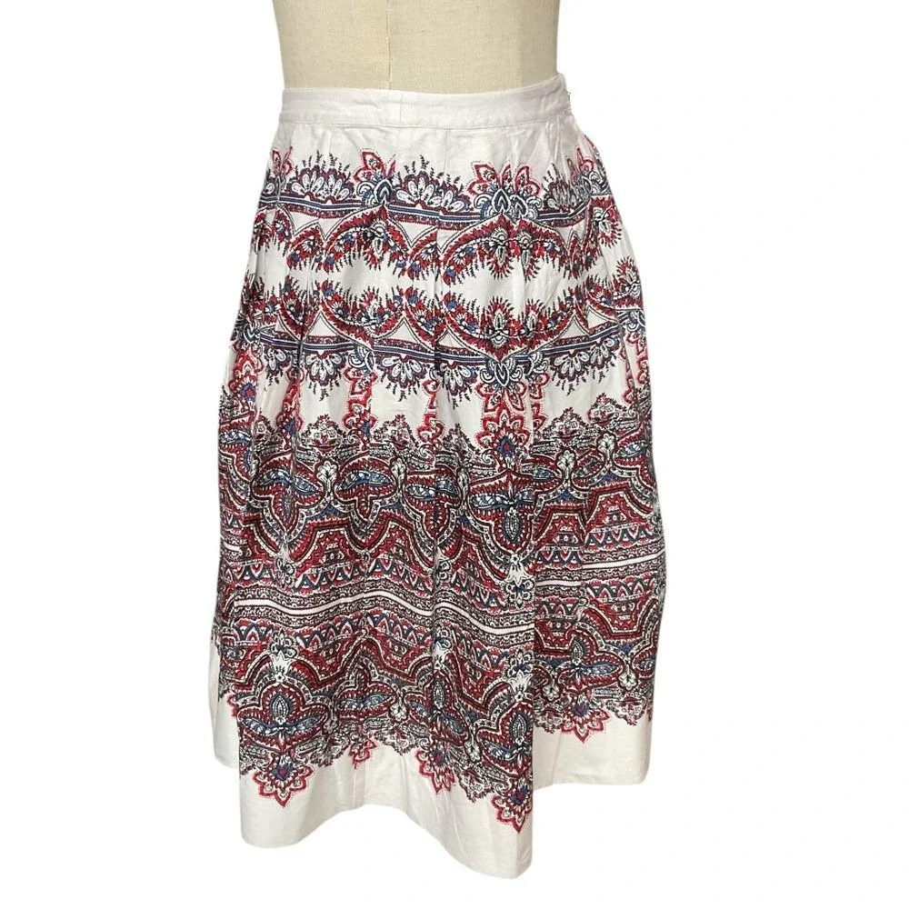 Talbots Petite Women's Floral Print A-Line Pleated Midi Skirt Size‎ 4P Boho